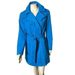 NEW YORK & COMPANY Bright Turquoise Blue Lined Ladies Trench/ Raincoat